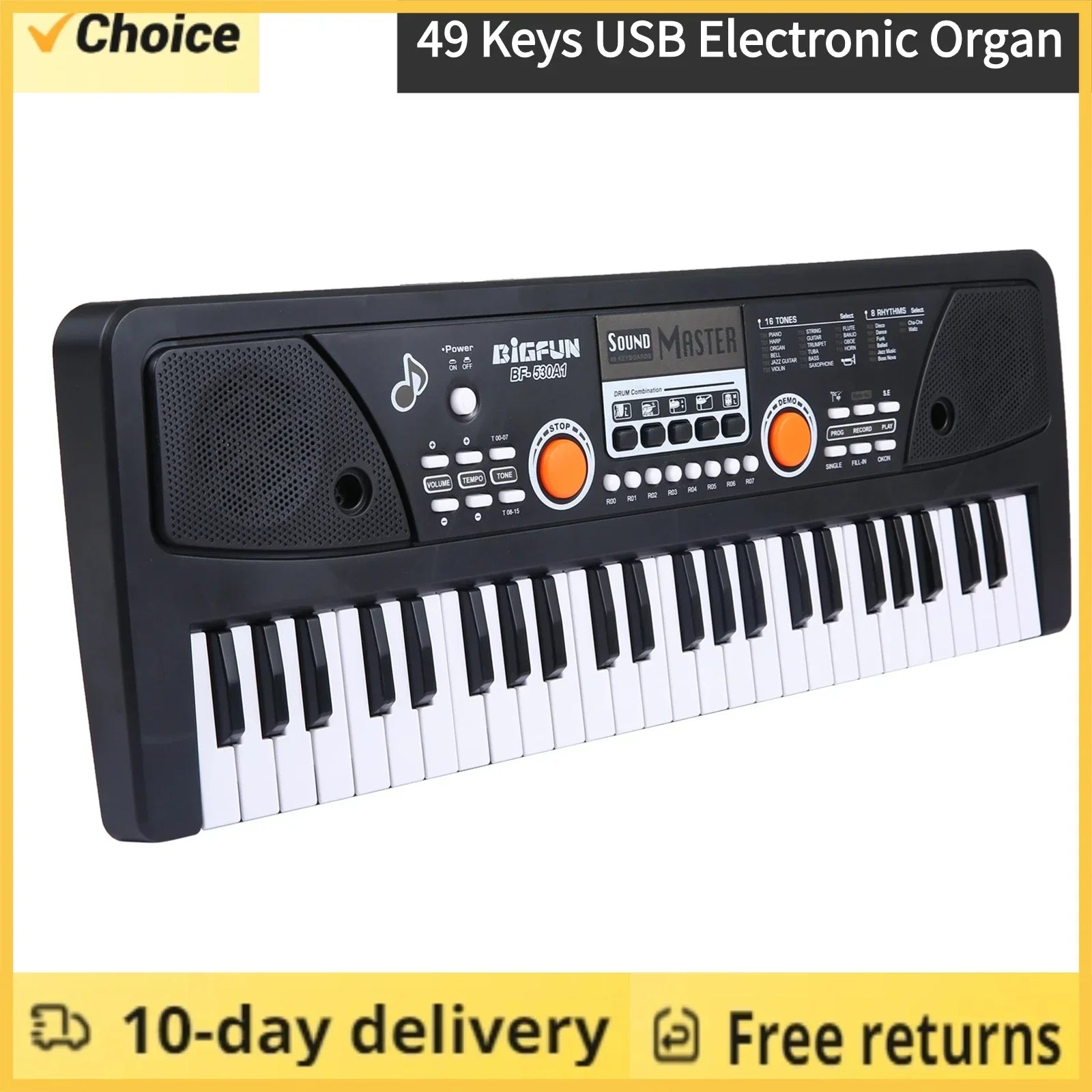 BIGFUN 37/49 клавиш USB электронная органная клавиатура пианино цифровая музыкальная электронная клавиатура с микрофоном черная