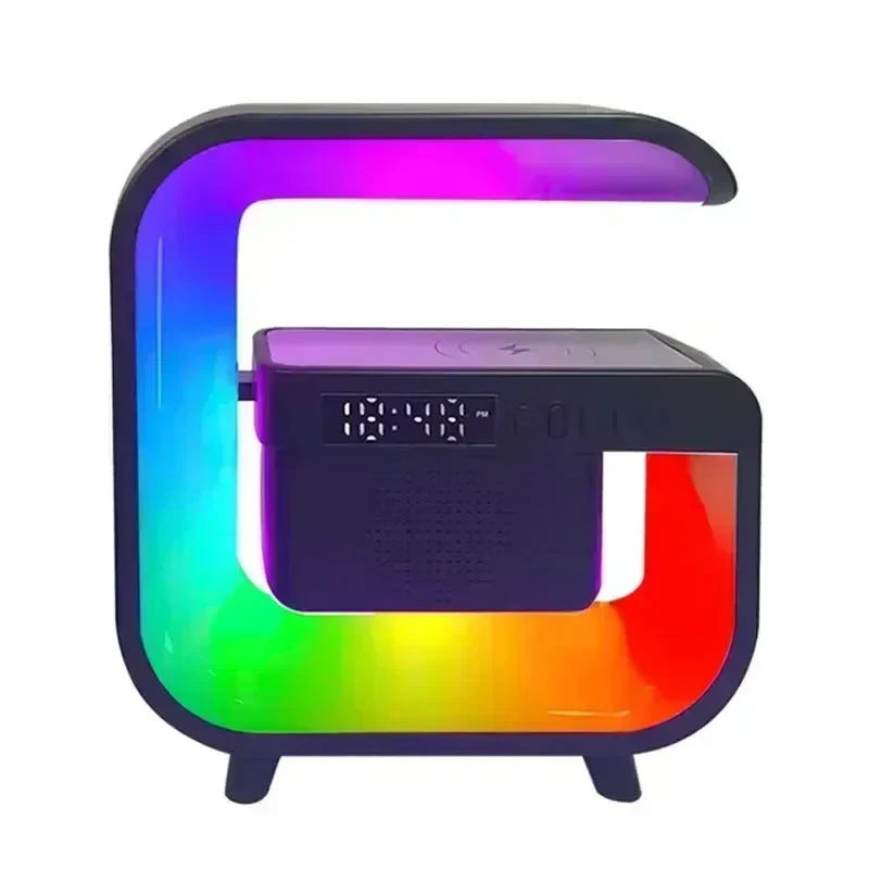 Многофункциональная беспроводная зарядная подставка с Bluetooth 5.0 динамиком, FM TF RGB-ночником, быстрая зарядная станция для iPhone, Samsung, Xiaomi