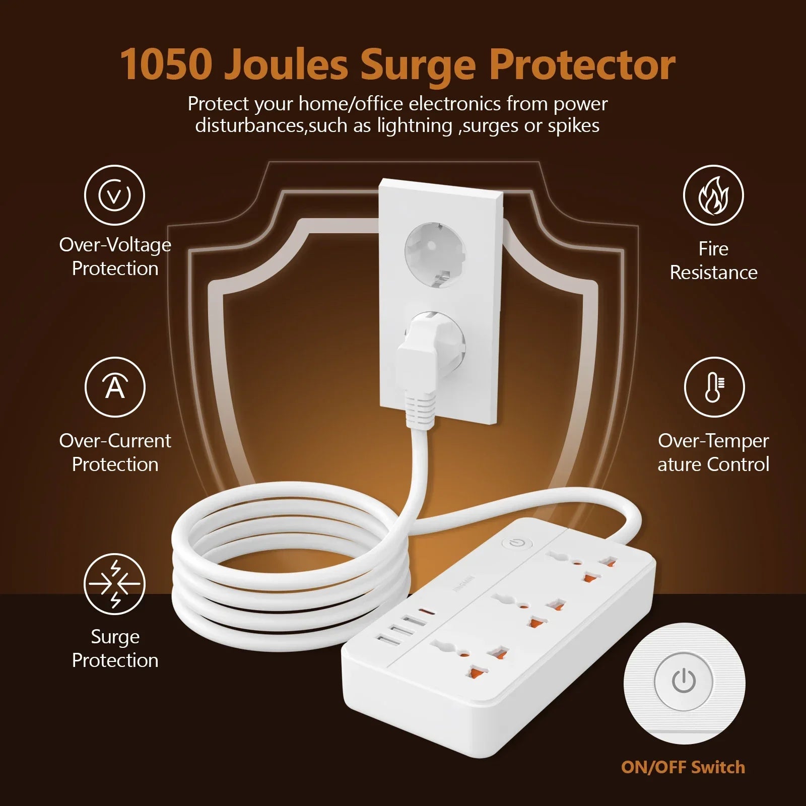 Универсальная вилка Power Multi Tap, розетка EU, удлинитель с удлинителем 1,5 м, порт USB типа C, зарядная электрическая розетка