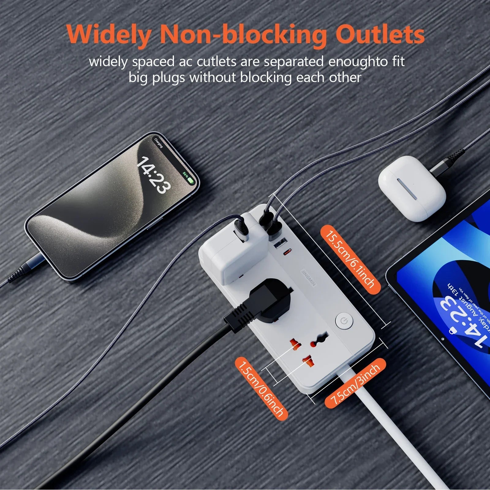 Универсальная вилка Power Multi Tap, розетка EU, удлинитель с удлинителем 1,5 м, порт USB типа C, зарядная электрическая розетка