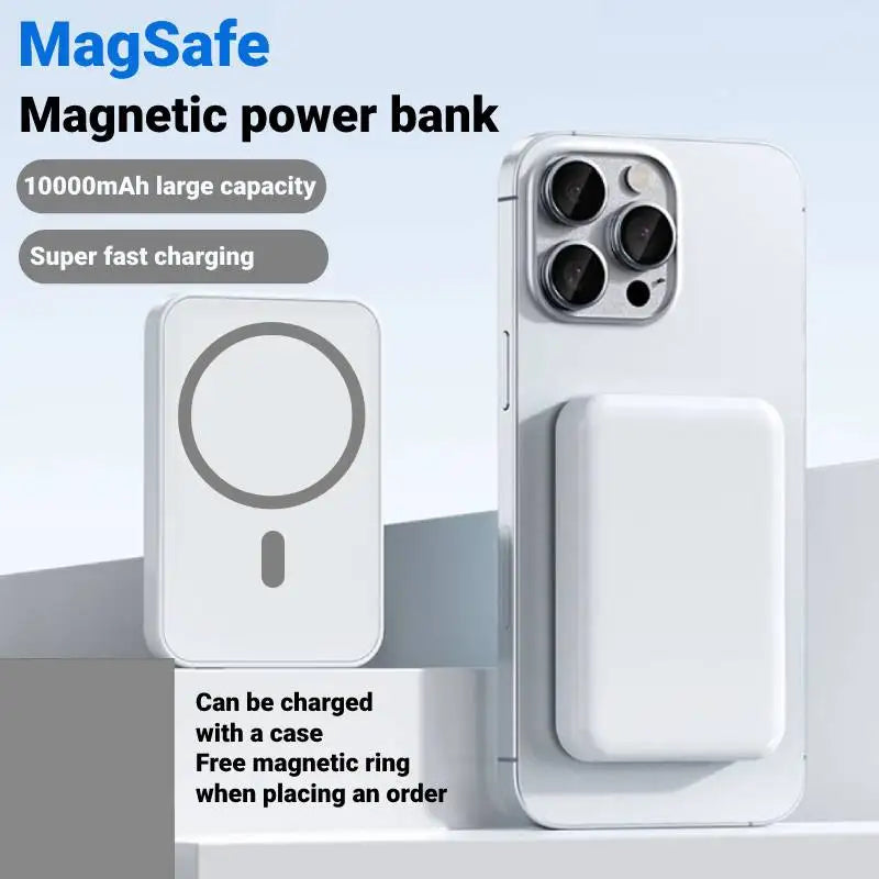 Тонкий внешний аккумулятор MagSafe 5000/10000 мА·ч — магнитное беспроводное зарядное устройство с USB-C для iPhone серий 11, 12, 13, 14, 15