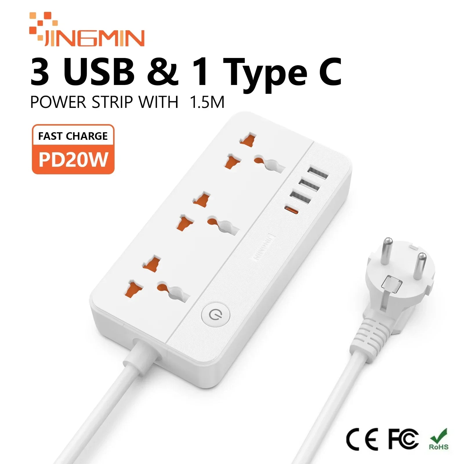 Универсальная вилка Power Multi Tap, розетка EU, удлинитель с удлинителем 1,5 м, порт USB типа C, зарядная электрическая розетка