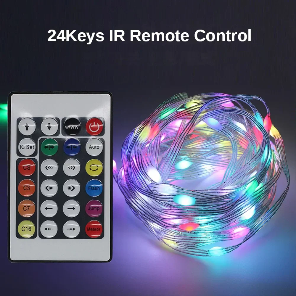 5M Bluetooth 5V WS2812B гирлянда Dreamcolor RGBIC адресная праздничная рождественская гирлянда для свадебного украшения светодиодная гирлянда