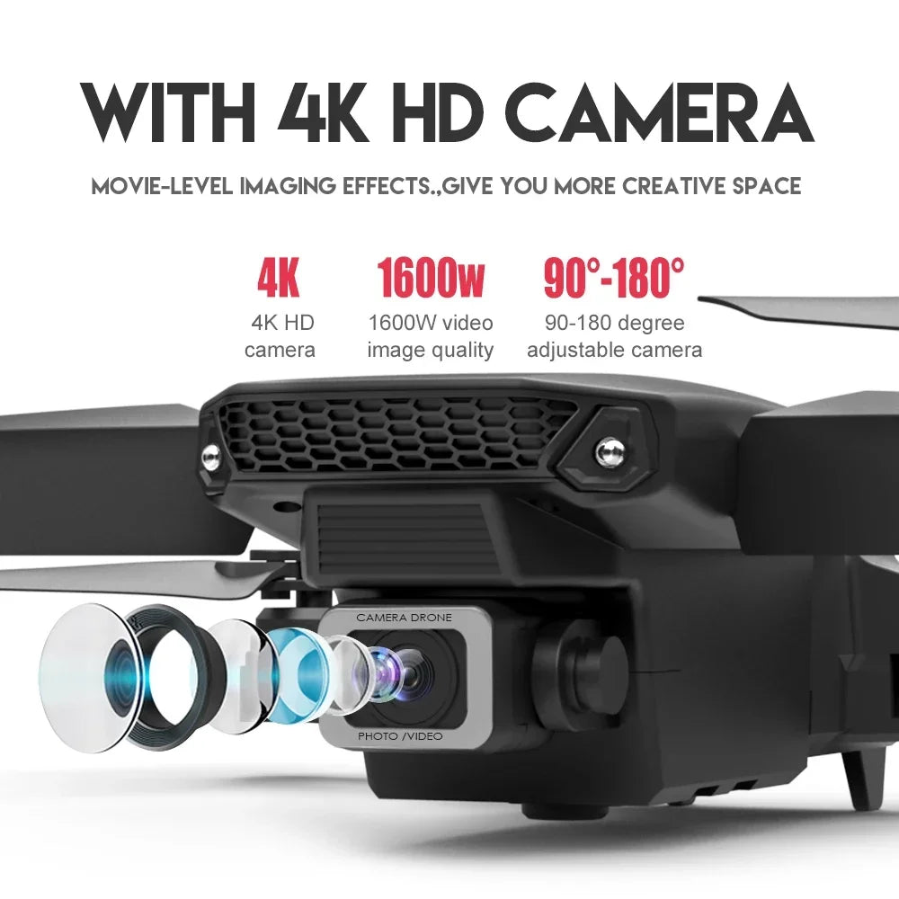 KBDFA 2023 Новый дрон E88 Pro WIFI FPV с широкоугольной камерой HD 4K 1080P, регулировкой высоты, радиоуправляемый складной квадрокоптер, дрон, вертолет, игрушки, подарок