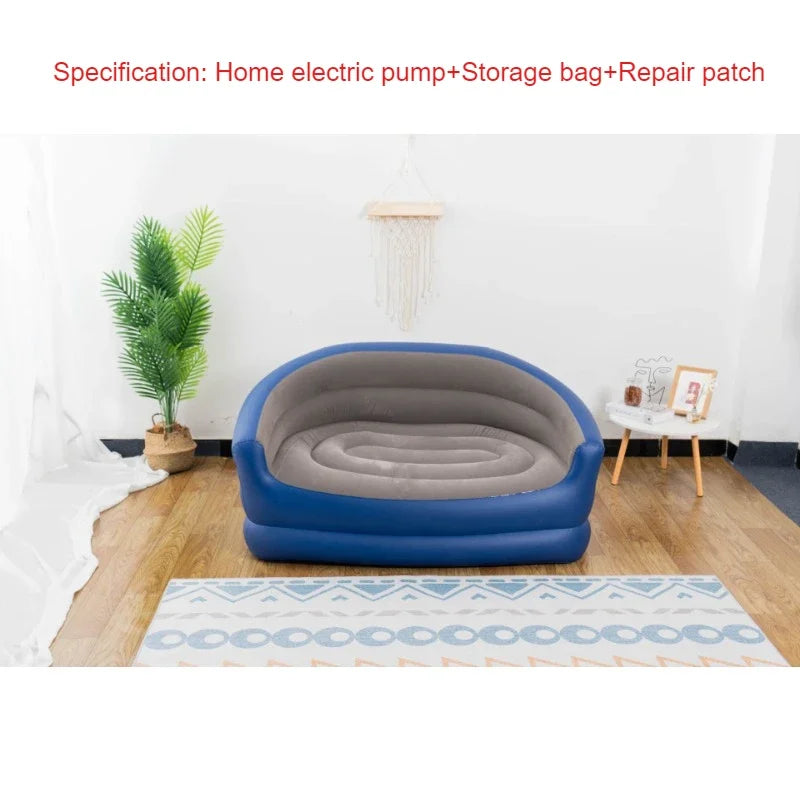 Новый надувной диван-кровать для отдыха, двухместный, увеличенный, складной, со спинкой и подлокотниками.