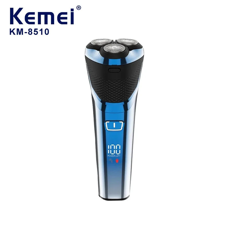 Kemei KM-8510 водонепроницаемая вращающаяся беспроводная аккумуляторная бритва с плавающей головкой и сменными лезвиями для мужчин