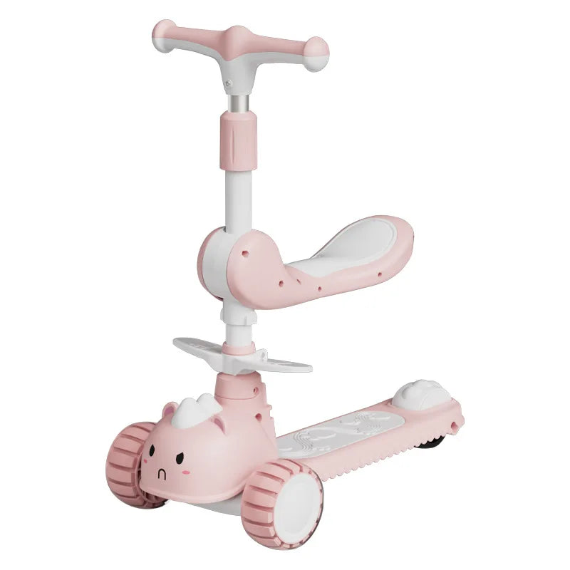 Детский самокат 2-в-1 Baby Kickboard 3, регулируемый по высоте, 3 колеса, музыка, свет, складной, для мальчиков и девочек от 2 до 10 лет