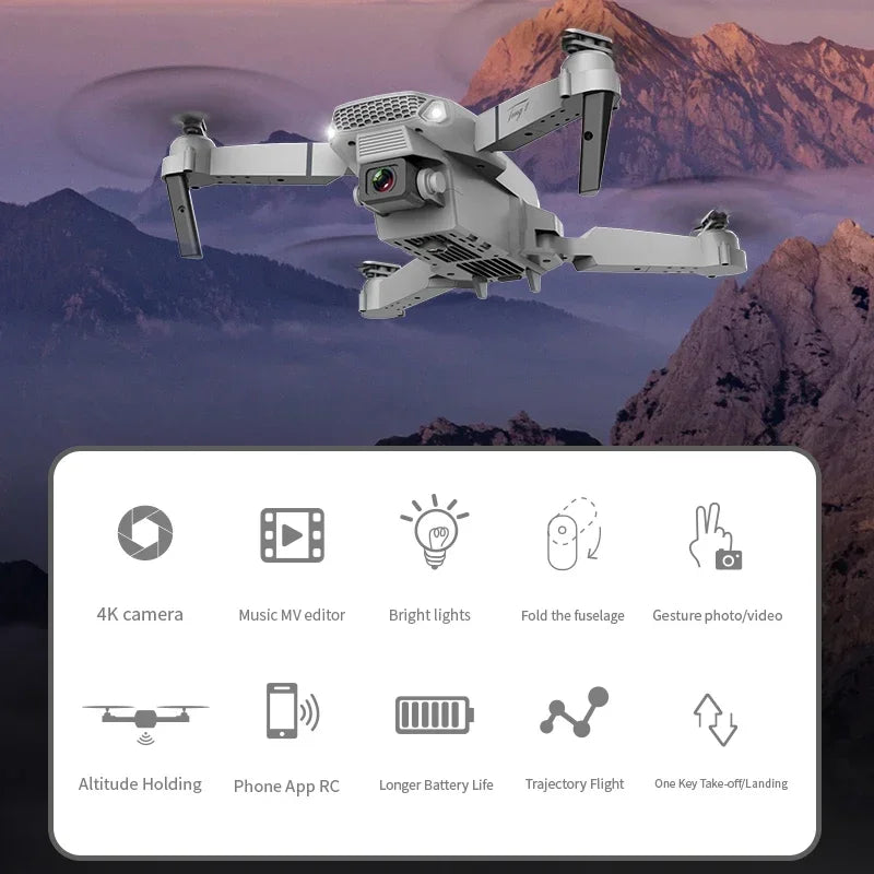 KBDFA 2023 Новый дрон E88 Pro WIFI FPV с широкоугольной камерой HD 4K 1080P, регулировкой высоты, радиоуправляемый складной квадрокоптер, дрон, вертолет, игрушки, подарок
