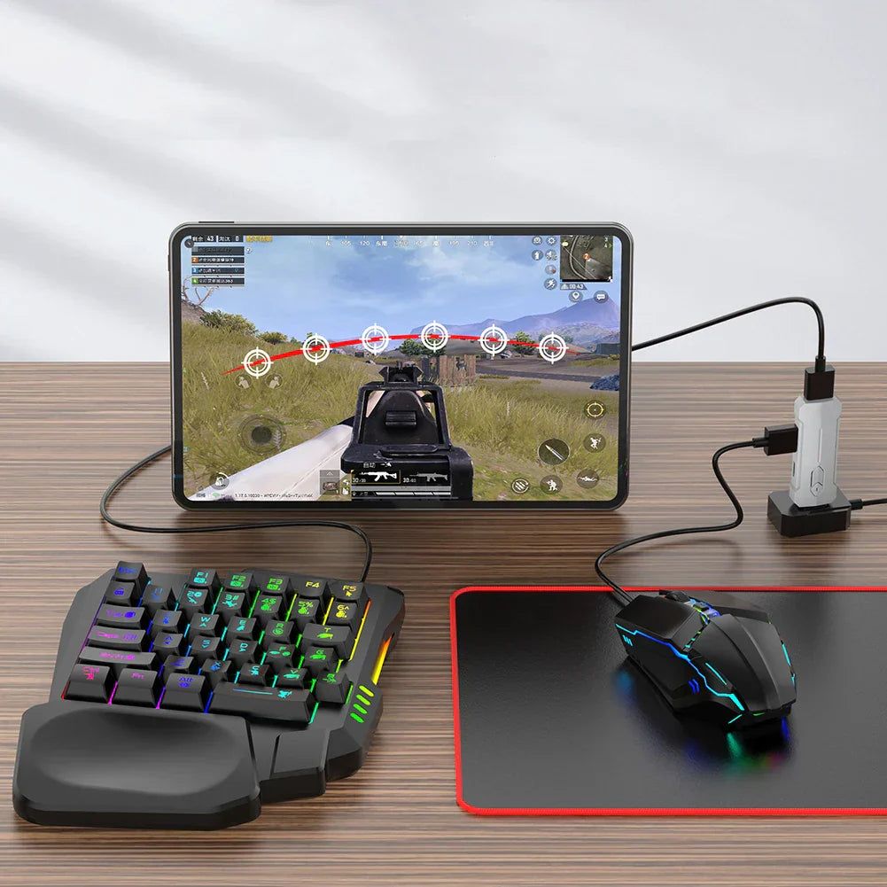 Адаптер-конвертер 5-в-1 для мыши и клавиатуры, совместимый с Bluetooth 5.3 для PUBG, игровой комплект клавиатуры и мыши для игровых аксессуаров