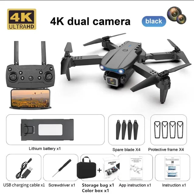 KBDFA 2023 Новый дрон E88 Pro WIFI FPV с широкоугольной камерой HD 4K 1080P, регулировкой высоты, радиоуправляемый складной квадрокоптер, дрон, вертолет, игрушки, подарок