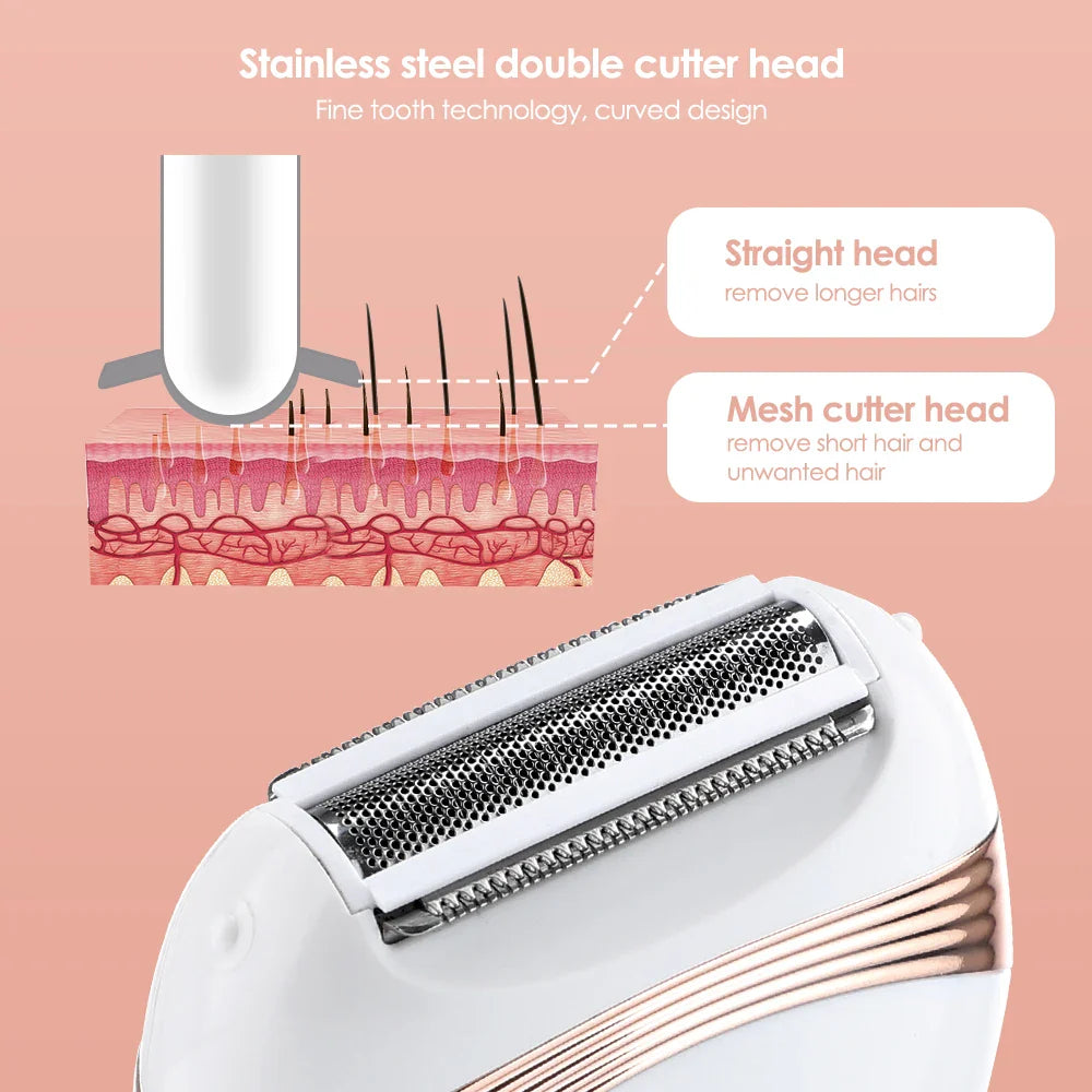 Women Electric Epilator USB Rechargable Shaver Bikini Underarm Leg Face Hair Removal Trimmer Body Depilador Safe Shaving Machine