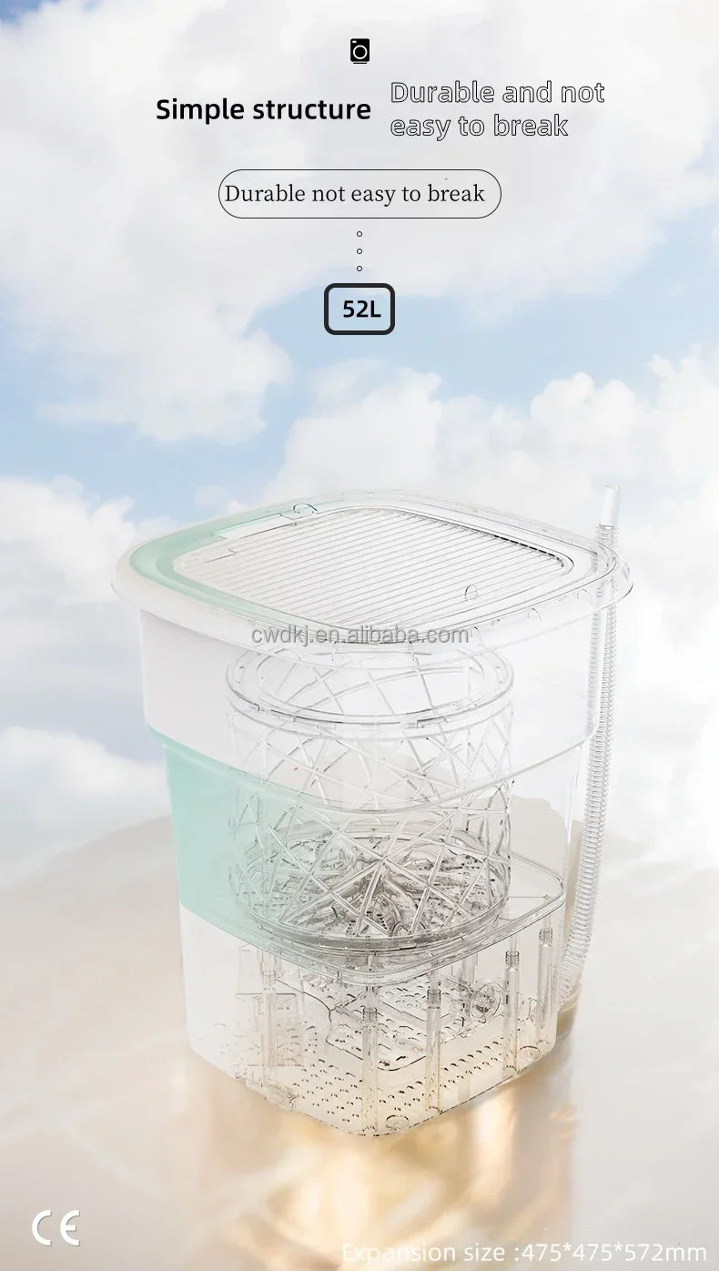 Портативная стиральная машина 52 л, складная мини-стиральная машина для нижнего белья и детской одежды