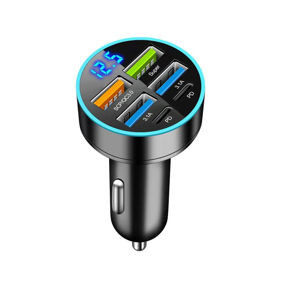 8 Ports 4usb 4PD 66W Car Charger PD Type C Fast Charging Auto Mobile Phone Adapter For iPhone Samsung Huawei Xiaomi QC 3.0