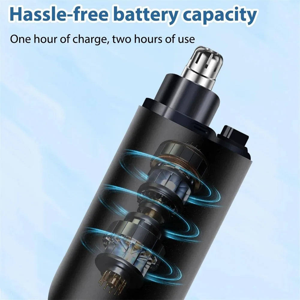 Перезаряжаемый триммер для волос в носу, USB-зарядка, двухсторонние лезвия, электрический портативный мужской мини-триммер для волос в носу, набор для ухода за лицом