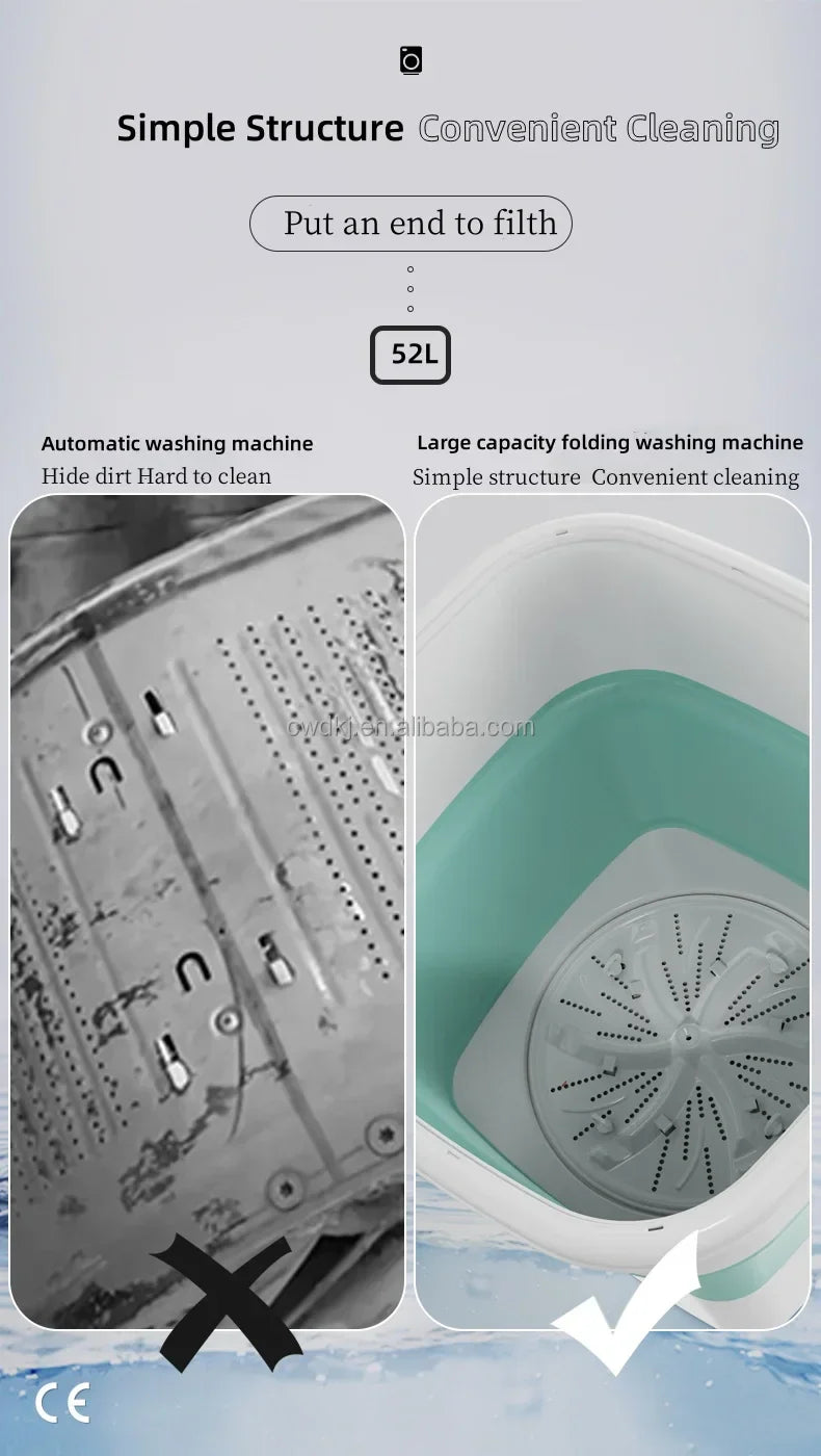Портативная стиральная машина 52 л, складная мини-стиральная машина для нижнего белья и детской одежды