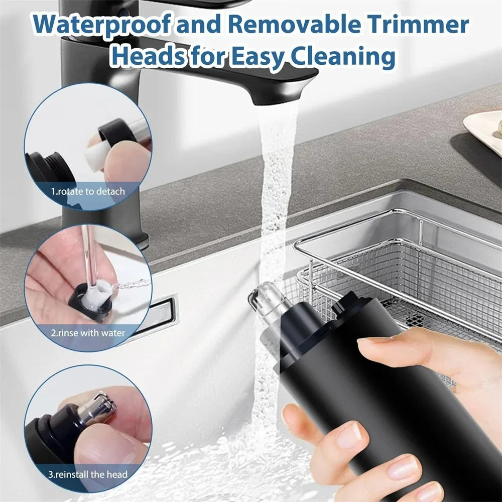 Перезаряжаемый триммер для волос в носу, USB-зарядка, двухсторонние лезвия, электрический портативный мужской мини-триммер для волос в носу, набор для ухода за лицом