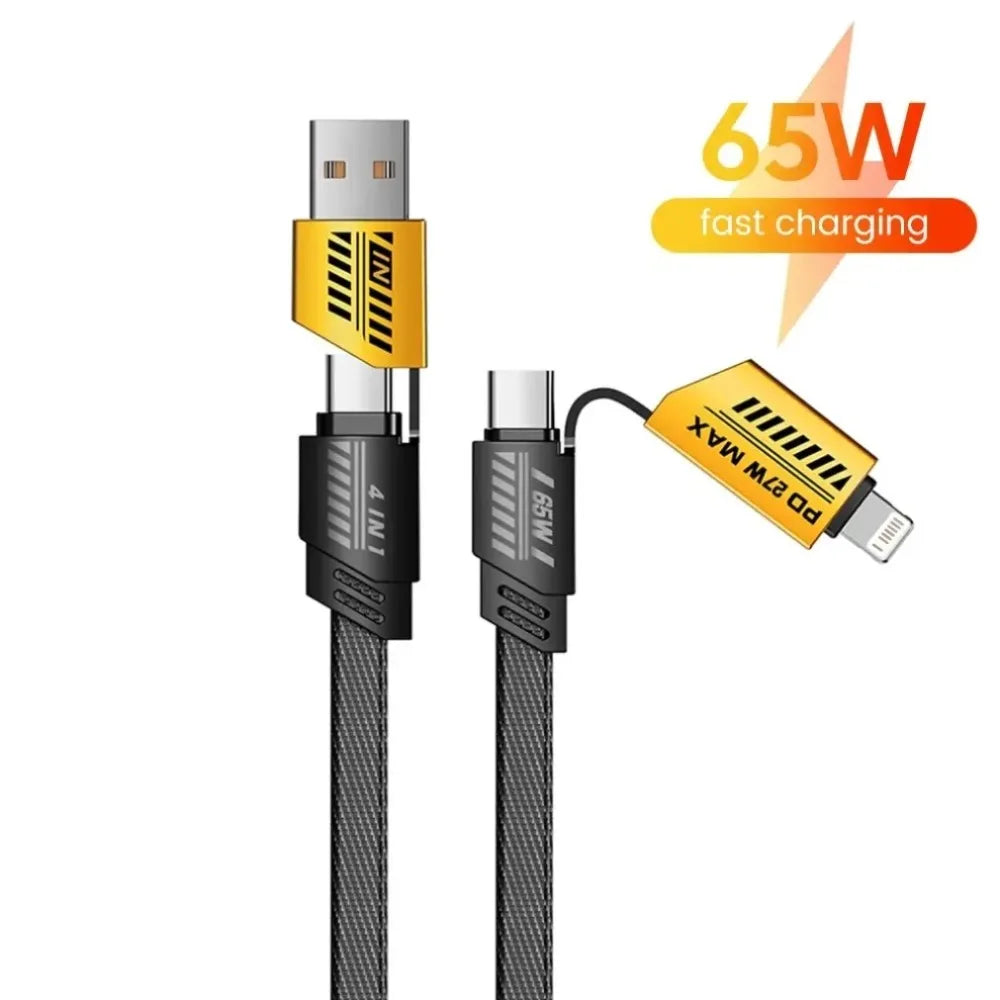 4 In 1 USB Type C Cable 6A Fast Charging for Huawei Redmi Samsung iPhone 16-12 11 Travel Wall Portable USBC Data Cord for Phone