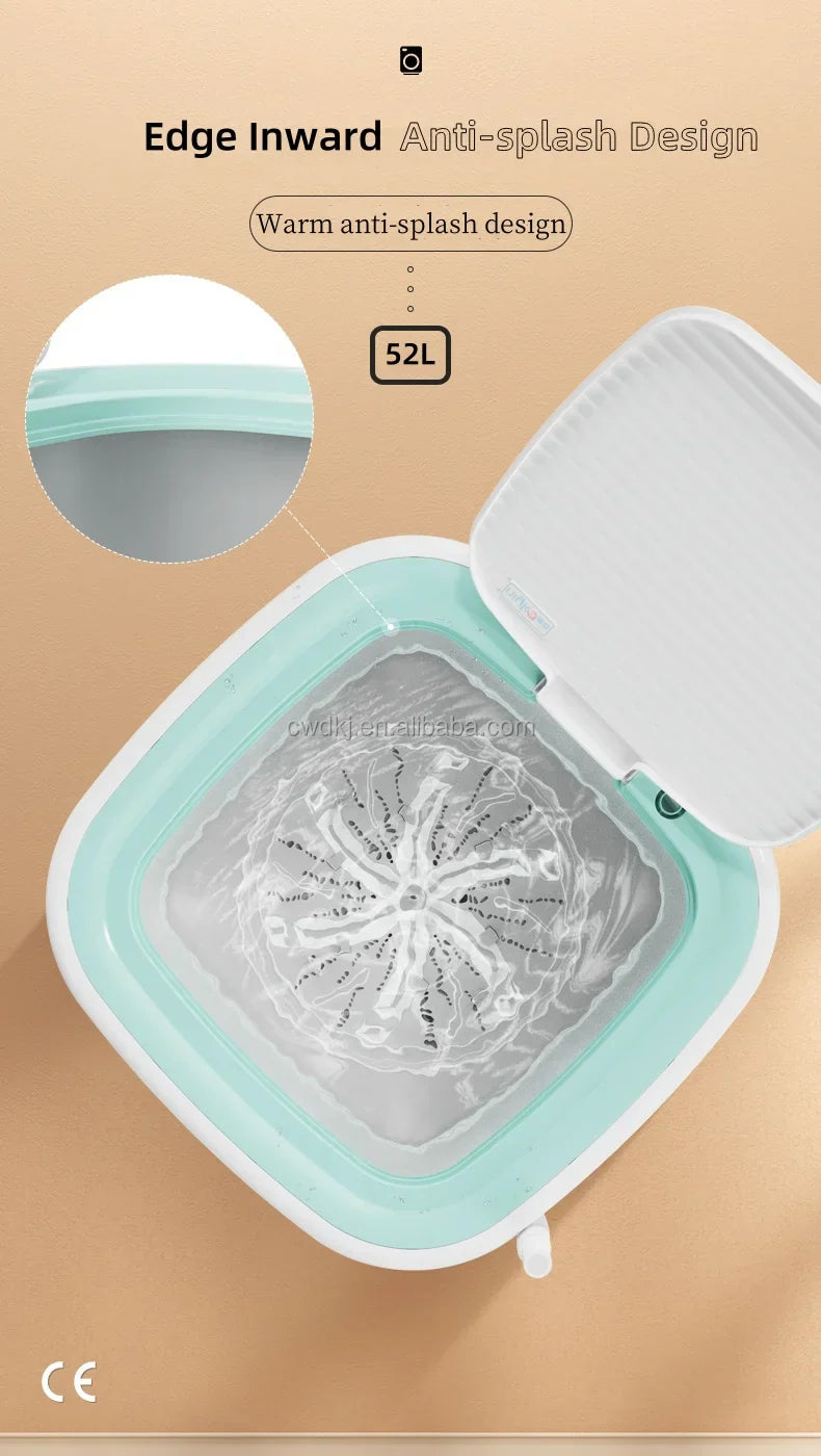 Портативная стиральная машина 52 л, складная мини-стиральная машина для нижнего белья и детской одежды
