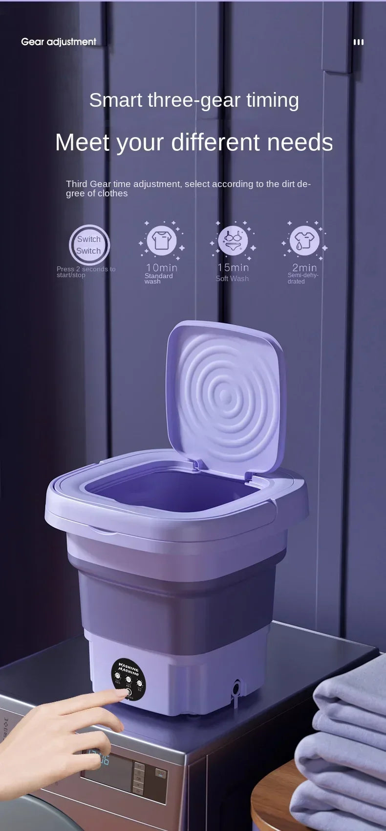 Портативная стиральная машина 9 л, маленькая, складная, с центрифугой для носков, нижнего белья, трусов, мини-стиральная машина для бытовой стирки