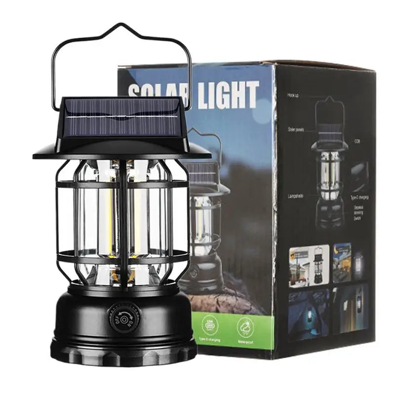 Портативный солнечный фонарь для кемпинга, водонепроницаемый, перезаряжаемый, портативный, работающий на солнечной энергии, для кемпинга и походов.