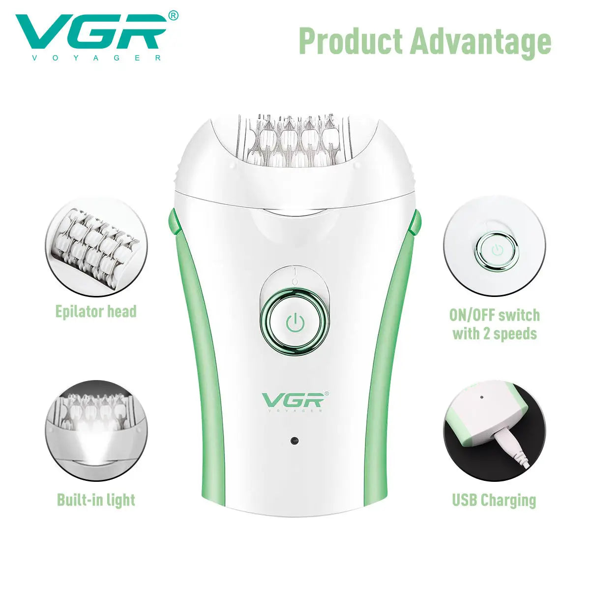 Эпилятор VGR 705, профессиональный эпилятор для удаления волос, аккумуляторный эпилятор для женщин, портативный электрический эпилятор