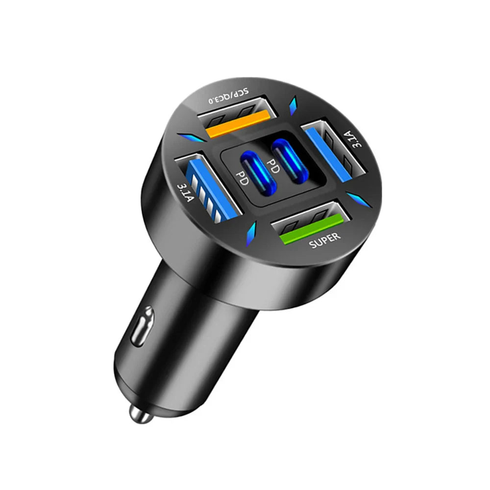 8 Ports 4usb 4PD 66W Car Charger PD Type C Fast Charging Auto Mobile Phone Adapter For iPhone Samsung Huawei Xiaomi QC 3.0