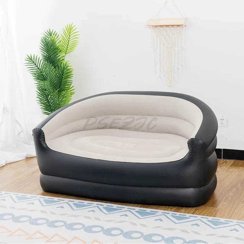 New Inflatable Lazy Sofa Double Lounge Chair for Lunch Break Enlarged Folding Leisure Sofa with Backrest and Armrests