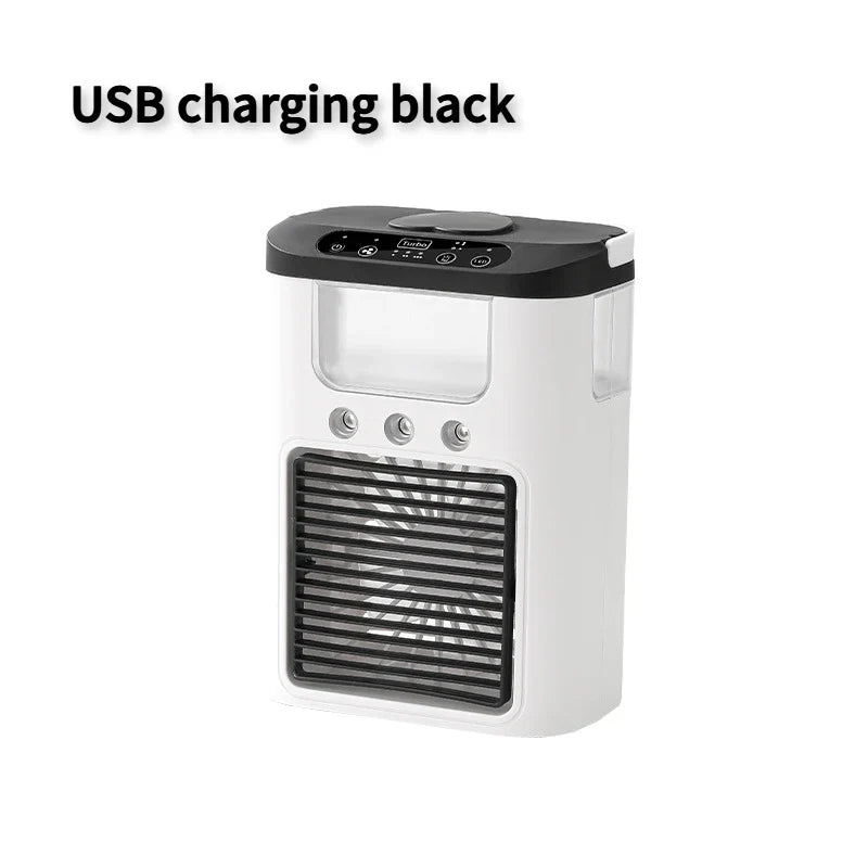 Новый мини-портативный бытовой увлажнитель воздуха с тремя струями, USB-вентилятор, светодиодный ночник, охладитель воздуха, настольный охладитель воздуха