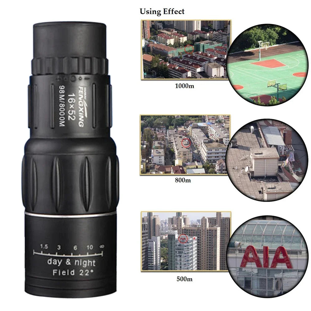 16X52 Dual Focus Monocular Telescope16x Zoom Binoculars 66M/8000M HD Scope