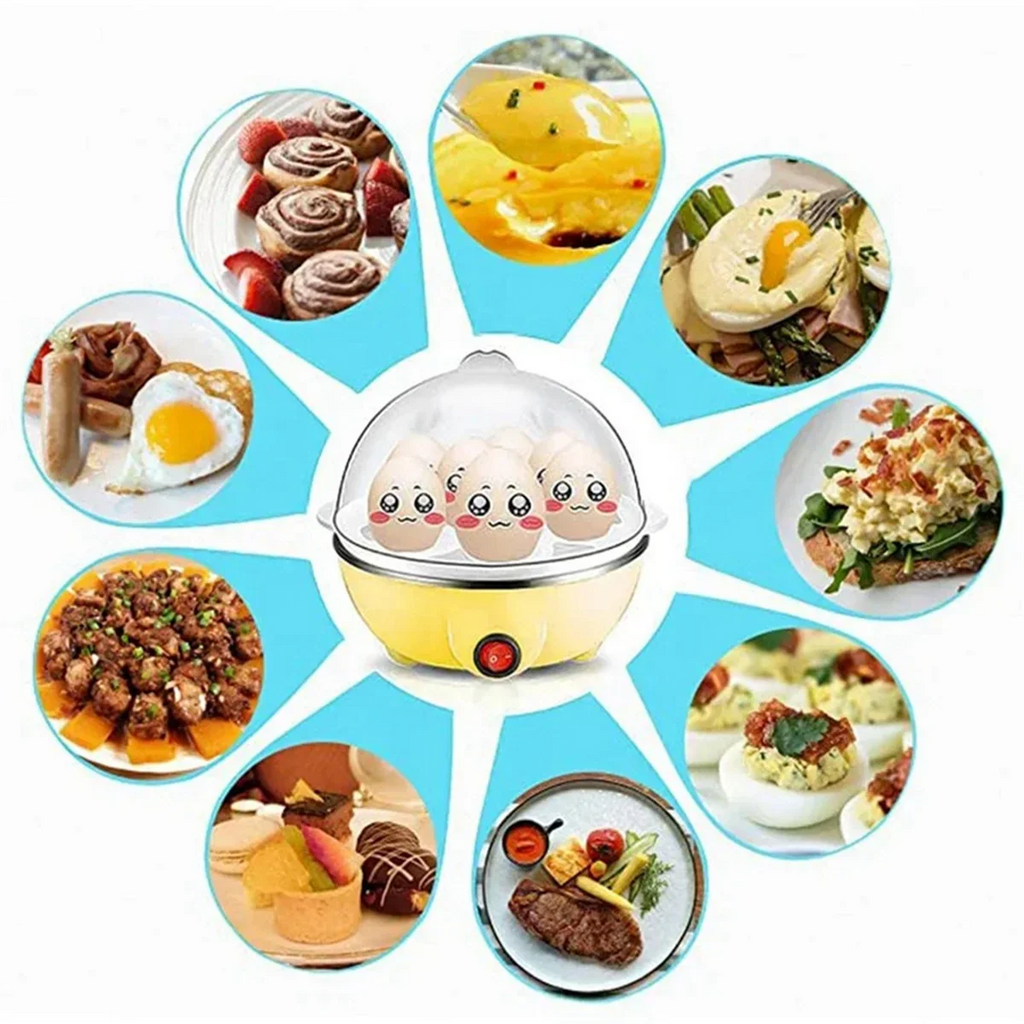 Rapid Egg Cooker: 7 Egg Capacity Electric Egg Cooker for Hard Boiled Eggs, Poached Eggs, Scrambled Eggs Yellow EU Plug-T33C